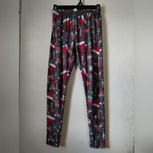 No Boundaries Festive Holiday Leggings - Gray and Red